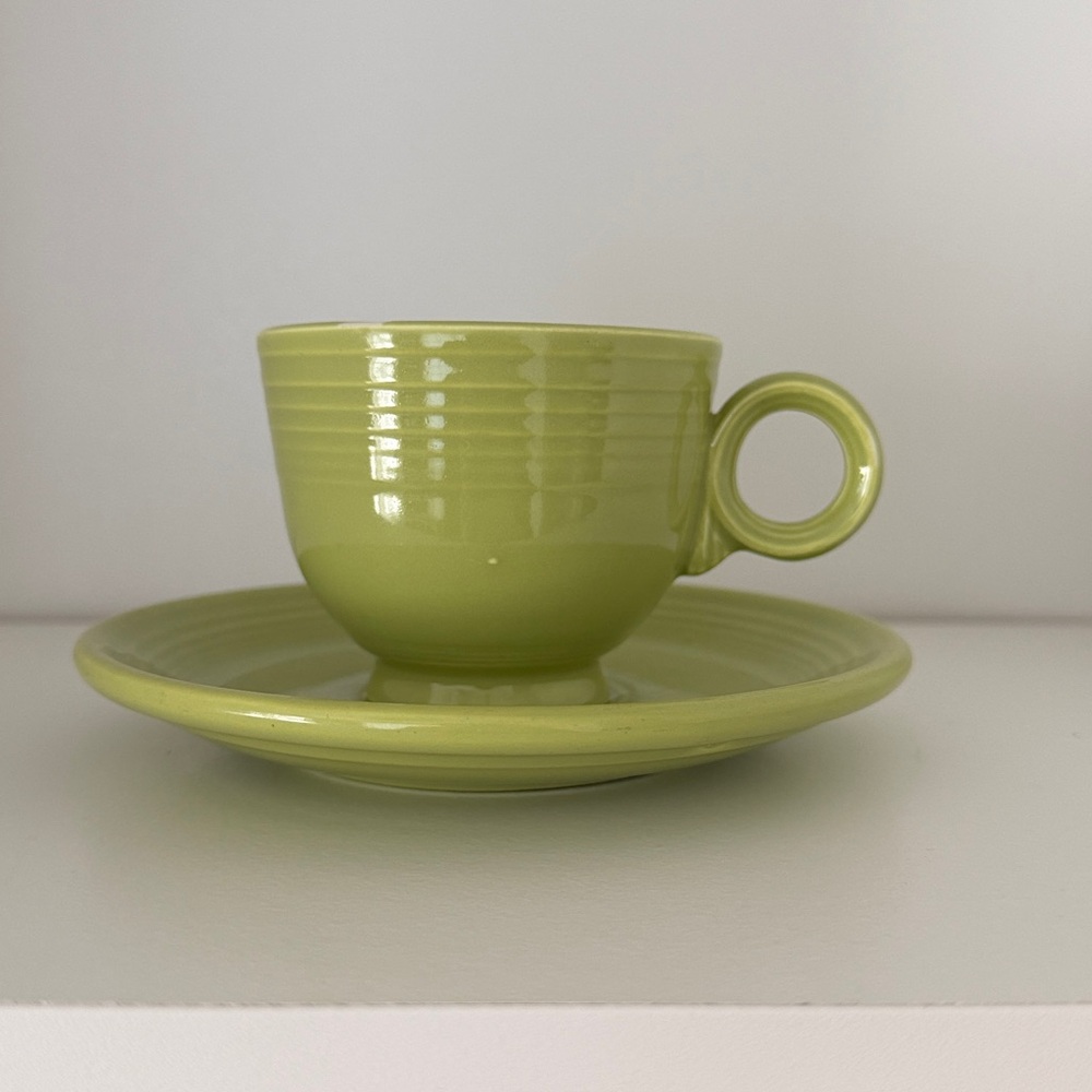Fiesta Dishes FiestaWare Chartreuse Teacup Saucer Set RETIRED Homer Laughlin Co